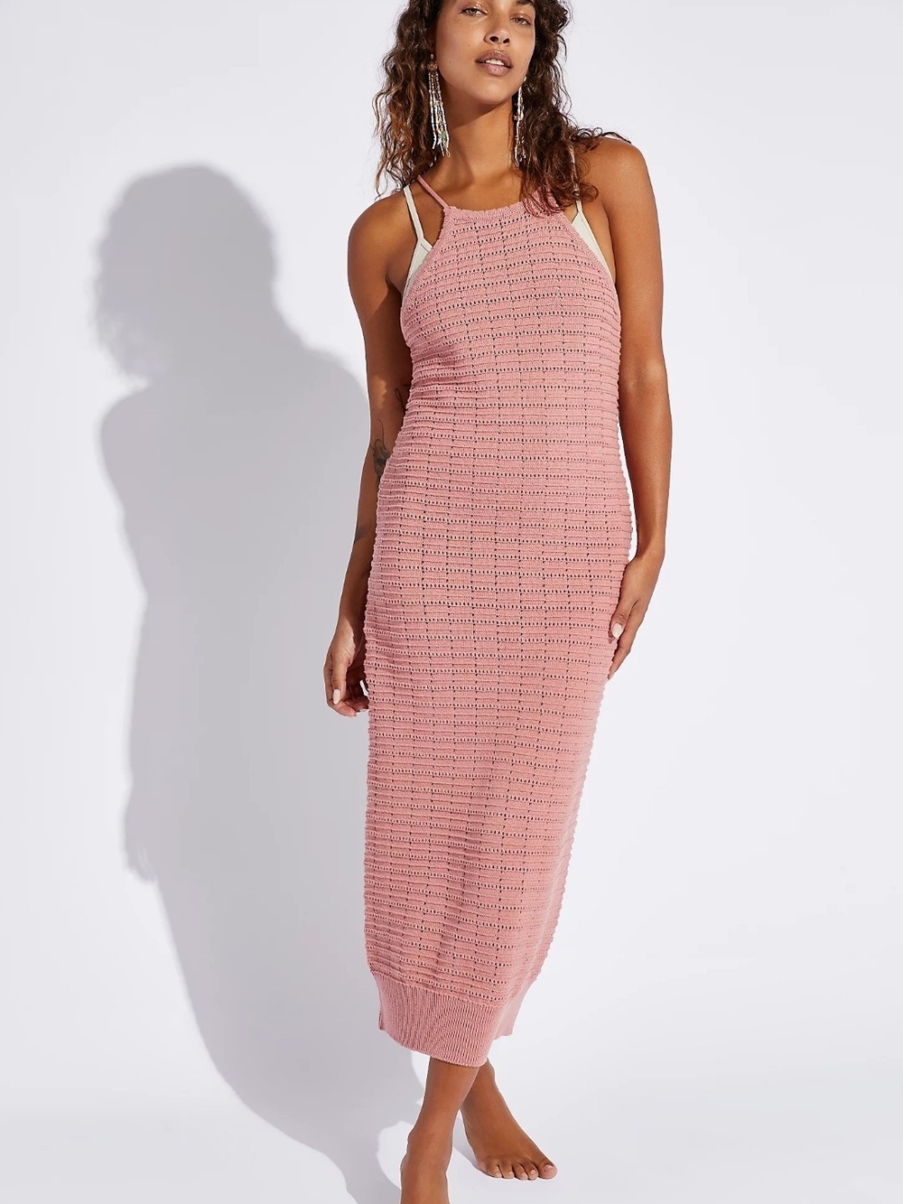 Free Pople Beach Sleeveless Beige Knit Maxi Dress